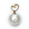 11.67 mm, Broome Lot, White South Sea Pearl, Diamond Heart Dangle Pearl Pendant