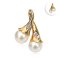 Approx. 6.5 mm and 6.5 mm, Akoya Pearl, Twin Pearl Diamond Pendant