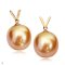 Approx. 12.0 mm, Chogun Drop Lot, Gold South Sea Pearl, V Solitaire Pearl Pendant