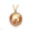 Approx. 12.0 mm, Chogun Drop Lot, Gold South Sea Pearl, V Solitaire Pearl Pendant