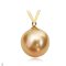 Approx. 12.0 mm, Chogun Drop Lot, Gold South Sea Pearl, V Solitaire Pearl Pendant