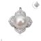 Approx. 10.0 -11.0 mm, Edison Paerl, Four Petals Flower CZ Paved Pearl Hinge Clasp Pendant