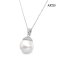 Approx. 16.0 mm, Shangri - La Lot, Edison Pearl, Solitaire Pearl, Cup CZ Paved Hinge Clasp Pendant with Cable Chain