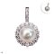 Approx. 8.0 mm, Akoya Pearl, Halo CZ Pearl Hing Clasp Pendant