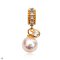 Approx. 8.0 mm, Akoya Pearl, Donut White Topaz Paved Charm with Dangle Pearl Drop