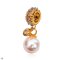 Approx. 8.0 mm, Akoya Pearl, Donut White Topaz Paved Charm with Dangle Pearl Drop