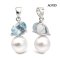 Approx. 8.0 mm, Akoya Pearl, Three Prongs Aquamarine Dark & Pearl Pendant