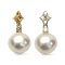 12.6 mm, White South Sea Pearl, Rhombus Diamond Dangle Pearl Pendant