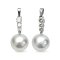 14.05 mm, White South Sea Pearl, Three Stones Moissanite Dangle Pearl Pendant