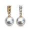 10.4 mm, White South Sea Pearl, Three Stones Diamond Dangle Pearl Pendant