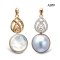 Approx. 13.0 mm, Blue Topia Lot, Amami Oshima Mabe Pearl, Royal Drop Moissanite Paved Dangle Pearl Pendant