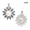 13.4 mm, White South Sea Pearl, Solitaire Pearl Sunray Halo Blue topaz & Zircon Hinge Clasp Pendant