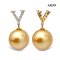 12.6 mm, Gold South Sea Pearl, V Diamond Dangle Pearl Pendant