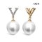 Approx. 11.0 mm, White South Sea Pearl, V Diamond Dangle Solitaire Pearl Pendant