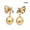 Approx. 11.0 mm, Gold South Sea Pearl, Bow CZ Paved Dangle Pearl Pendant