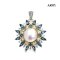 13.8 mm, Gold South Sea Pearl, Pearl Halo London Blue Topaz and White Zircon Hinge Clasp Pendant