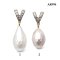 Approx. 8.0 mm up, Hanashinju, Freshwater Pearl, Rabbit Ear Dangle Pearl Pendant