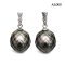 9.8 mm, Hanashinju, Tahitian Pearl, Three Stones Diamond Dangle Pearl Pendant