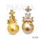 Approx. 11.0 -13.0 mm, Gold South Sea Pearl, Flower Dangle Pearl Pendant