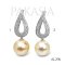 Approx. 12.0 - 13.0 mm, Gold South Sea Pearl, Infinity White Zircon Paved Dangle Pearl Pendant
