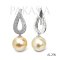 Approx. 12.0 - 13.0 mm, Gold South Sea Pearl, Infinity White Zircon Paved Dangle Pearl Pendant