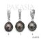 Approx. 9.0 -10.0 mm, Hanashinju, Tahitian Pearl, Three Stones Diamonds Dangle Pearl, Hinge Clasp Pendant