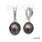 Approx. 9.0 -10.0 mm, Hanashinju, Tahitian Pearl, Three Stones Diamonds Dangle Pearl, Hinge Clasp Pendant