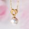 Approx. 7.80 mm, Akoya Pearl, Solitaire Pearl Pendant with Chain Necklace