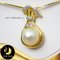 (ไม่รวมสร้อย) จี้มุกถุงทองมุกเม็ดเดี่ยวประดับเพชร มุก South Sea คัดเกรด สีทอง Light Gold ทรงกลม ขนาด 10 mm เกรด AA+ ตัวเรือนเงินแท้ 92.5 ชุบทอง ประดับเพชร CZ / P642 / 14.2.64