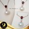 (ไม่รวมสร้อย) จี้พลอยแท้ Garnet ทรงหยดน้ำ ประดับพลอยแท้ White Topaz  ห้อยมุก Edison น้ำจืดคัดเกรด สีขาว ทรงกลม ขนาด 13 mm เกรด AA+ ตัวเรือนเงินแท้ 92.5 ชุบทอง / P644 /จ644 / 17.2.64
