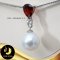จี้พลอยแท้ Garnet ทรงหยดน้ำ ประดับพลอยแท้ Garnet , White Topaz ห้อยมุก น้ำจืดคัดเกรด สีขาว ทรงบารอก ขนาด 10-11 mm เกรด AA+ ตัวเรือนเงินแท้ 92.5 ชุบทองคำขาว / P645 / 14.2.64