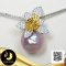 (ไม่รวมสร้อย) จี้ไข่มุก Ripple Pearl ใบไม้ประดับเพชร 2 สี ไข่มุก Ripple Pearl น้ำจืดคัดเกรด สีม่วง ทรงบารอก ขนาด 11 mm เกรด AA+ ตัวเรือนใบไม้เงินแท้ 92.5 ชุบทองคำขาว ประดับเพชร CZ 2 สี / 28.4.64
