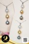 (ไม่รวมสร้อย) จี้ห้อยไข่มุก 3 เม็ด ไข่มุก South Sea และ ตาฮิติ น้ำเค็มคัดเกรด สีมัลติคัลเลอร์ ขาว-ทอง-ดำ ทรงบารอก ขนาด 9-10 mm เกรด AA ตัวเรือนจี้-จุกจีบ เงินแท้ 92.5 ชุบทองคำขาว / 26.5.64