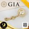 (ไม่รวมสร้อย)จี้ช้อนคั่นห่วงเล็กห้อยไข่มุก South Sea น้ำเค็มคัดเกรด สีทอง Middle Gold ทรงเกือบกลม - กลม ขนาด 15.5 mm เกรด AA+ ตัวเรือนจี้ทองแท้ 18k (น้ำหนักทอง 0.8 g)ประดับเพทาย CZ / 20.6.64