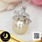 (ไม่รวมสร้อย) จี้ดอกอูมิโกะจิ๋ว ห้อยไข่มุก South Sea น้ำเค็มคัดเกรด สีทองอ่อน ทรงหยดน้ำ-ทรงบารอก ขนาด 8-9 mm เกรด AA+ ตัวเรือนเงินแท้ 92.5 ชุบทองคำขาว ประดับเพชร CZ / 11.7.64