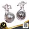 (ไม่รวมสร้อย) จี้ไข่มุกถุงเงินถุงทอง ไข่มุก Tahitian Pearl สายพันธุ์น้ำเค็มคัดเกรด สีเทา ทรงกลม ขนาด 12.0-12.5 mm เกรด AA+ ตัวเรือน วัสดุเงินแท้ 925 ชุบสีทองคำขาว ประดับเพชร CZ / 24.4.65