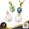 (ไม่รวมสร้อย) จี้เพตราพลอยแท้ London Blue Topaz ทรงไข่ มี Jacket หางหนูห้อยไข่มุก South Sea สีขาว / 10.7.65