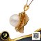 (ไม่รวมสร้อย) จี้กุหลาบประดับเพชร CZ ไข่มุก South Sea Pearl สายพันธุ์น้ำเค็มคัดเกรด สีทอง Light Gold / 26.8.65