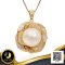 (ไม่รวมสร้อย) จี้กุหลาบประดับเพชร CZ ไข่มุก South Sea Pearl สายพันธุ์น้ำเค็มคัดเกรด สีทอง Light Gold / 26.8.65