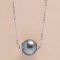 14.68 mm, Maki-e Tahitian Pearl, Solitaire Pearl Pendant with Chain Necklace