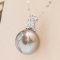 14.17 mm, Maki-e Tahitian Pearl, Solitaire Pearl Diamond Pendant