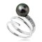 Approx. 10.0 - 11.0 mm, Tahitian Pearl, Spiral Ring