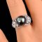 Approx. 10.5 - 11.0 mm, Tahitian Pearl, Solitaire Pearl Flower Shoulder CZ Paved Ring