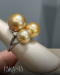 Approx. 10.0 - 13.0 mm, Gold South Sea Pearl, Trio Pearl  Moissanite Ring
