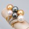 Approx. 8.0 - 11.0 mm, Akoya, White and Gold South Sea and Tahitian Pearl, Kingdom of Pearls Ring Collection