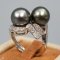 Approx. 9.0 - 10.0 mm, Tahitian Pearl, Twin Two Tone Pearls Ring