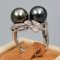 Approx. 9.0 - 10.0 mm, Tahitian Pearl, Twin Two Tone Pearls Ring