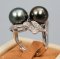 Approx. 9.0 - 10.0 mm, Tahitian Pearl, Twin Two Tone Pearls Ring