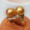 Approx. 11.0 mm, Gold South Sea Pearl, Twin Pearls Ring