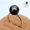 10.58 mm, Tahitian Pearl, CZ Sides, Solitaire Pearl Ring